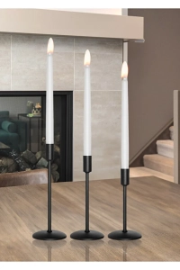 3'lü Üçlü Siyah Şamdan Mumluk Dekoratif Ev Dekorasyon Paslanmaz